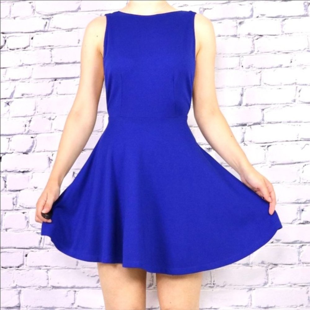 American Apparel blue open back mini dress c1